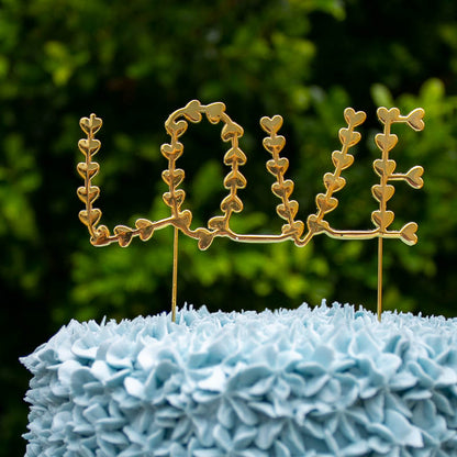 Valentines Gold Metal Cake Topper - LOVE