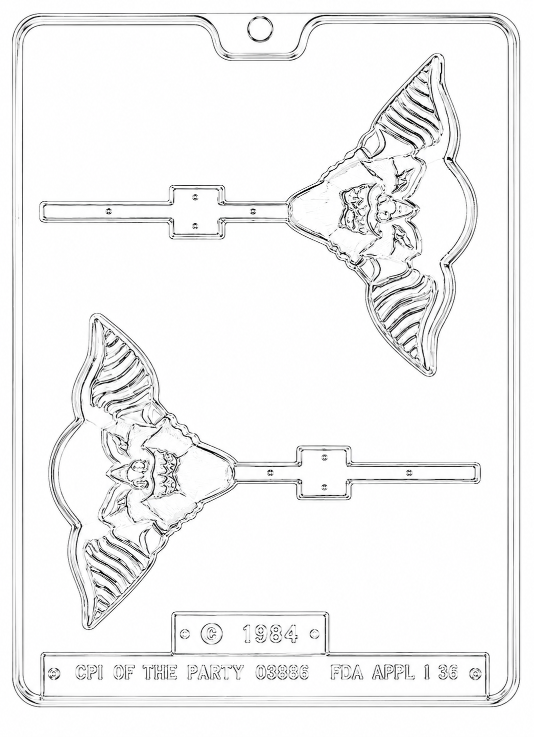 Vintage Bat Lollipop Chocolate Mold – Retro Halloween Bat Candy Pop Mold (1984 Design)