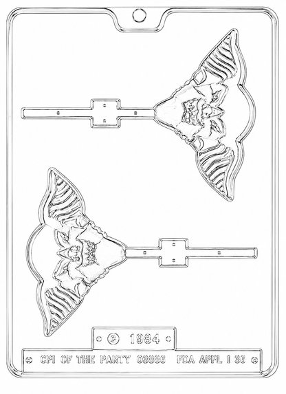 Vintage Bat Lollipop Chocolate Mold – Retro Halloween Bat Candy Pop Mold (1984 Design)