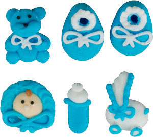 Edible Decorations Baby Royal Icing Blue 1in 6-Count