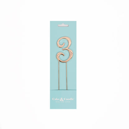 Birthday Cake Topper Number 3 Rose Gold 2.75in