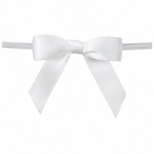 White Bow With Twist Tie 2 1/2 Inch 10 Count