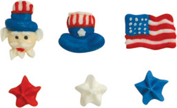 Patriotic Mini Royal Icing Toppers for July 4 - 3/4in 10-Count