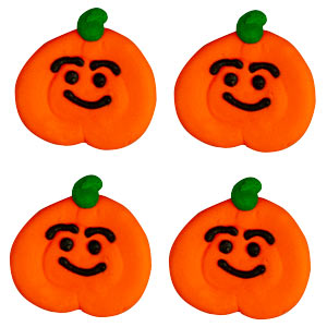 Happy Pumpkin Royal Icing Decorations - 3 Count