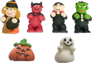 Edible Decorations 3D Halloween Royal Icing Figures 1.5in 3-Count