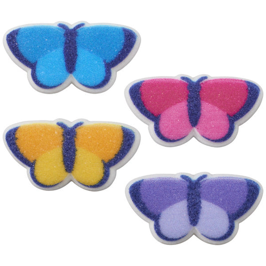 Spring Butterfly Sugar Decorations 1 1/4in 6-Count