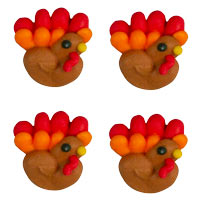 Mini Turkey Royal Icing Decorations – 3/4 Inch, 10 Count