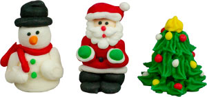 Edible Decorations Christmas 3D Assortment 4 Count