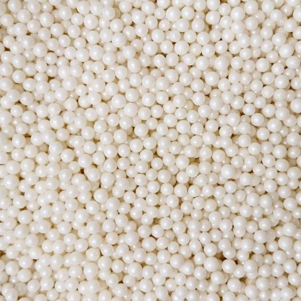 White Candy Pearls – 4mm Edible Decorating Sprinkles, 4 oz