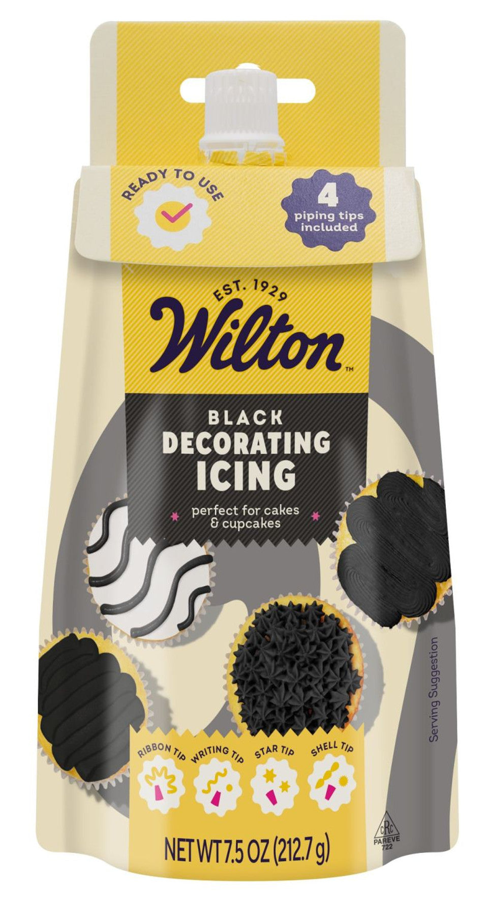 Black Decorator Icing Pouch with 4 Piping Tips 7.5oz