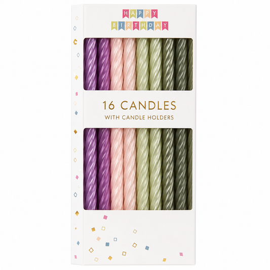 Purple Pink Grey Pearl Birthday Candles 16 Count