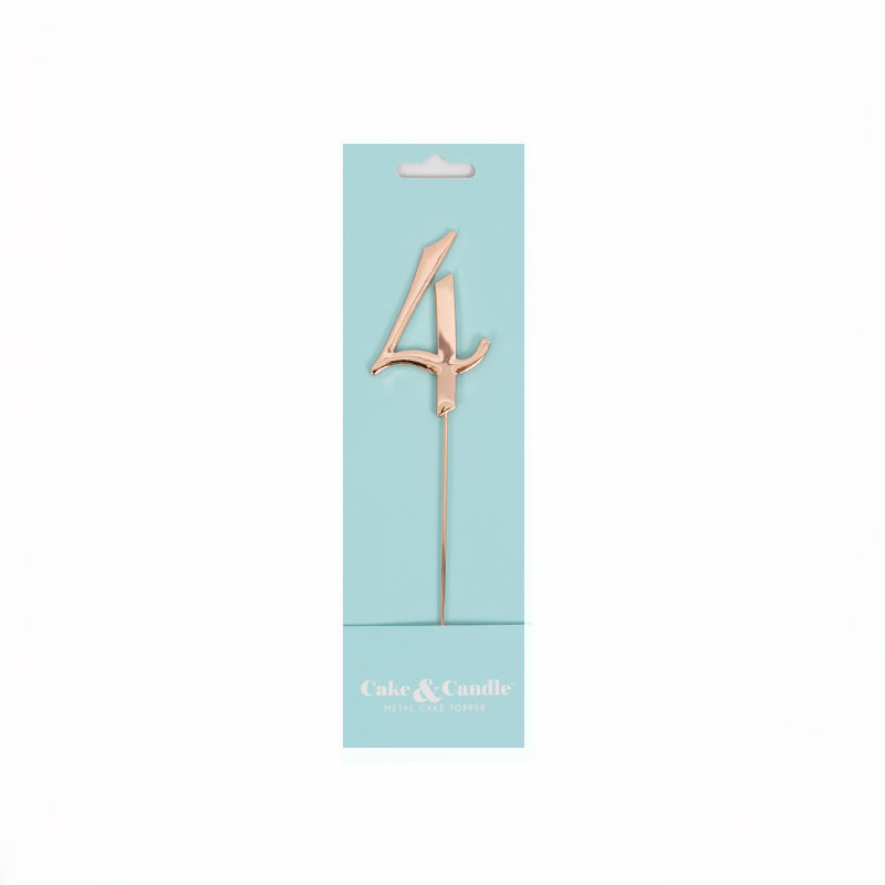 Birthday Cake Topper Number 4 Rose Gold 2.75in