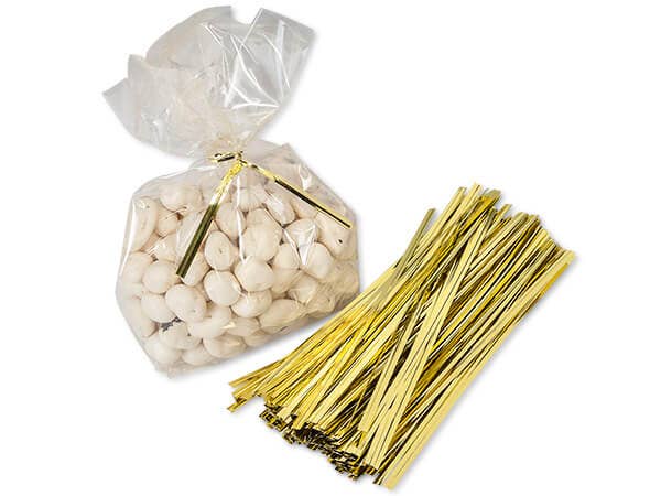 Gold Metallic Twist Ties 6" 100-count