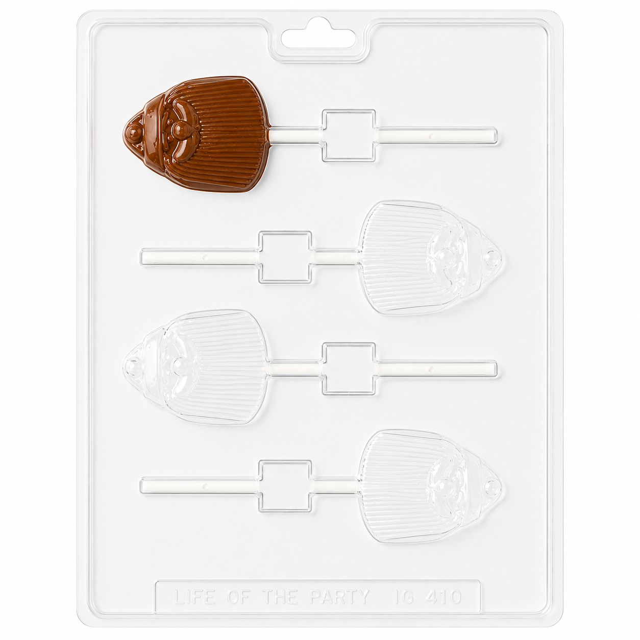 Santa Head with Long Beard Lollipop Mold 4 Cavity