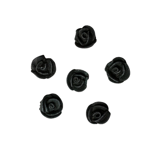 Edible Decorations Icing Rose Mini Black 1/2in 40-Count