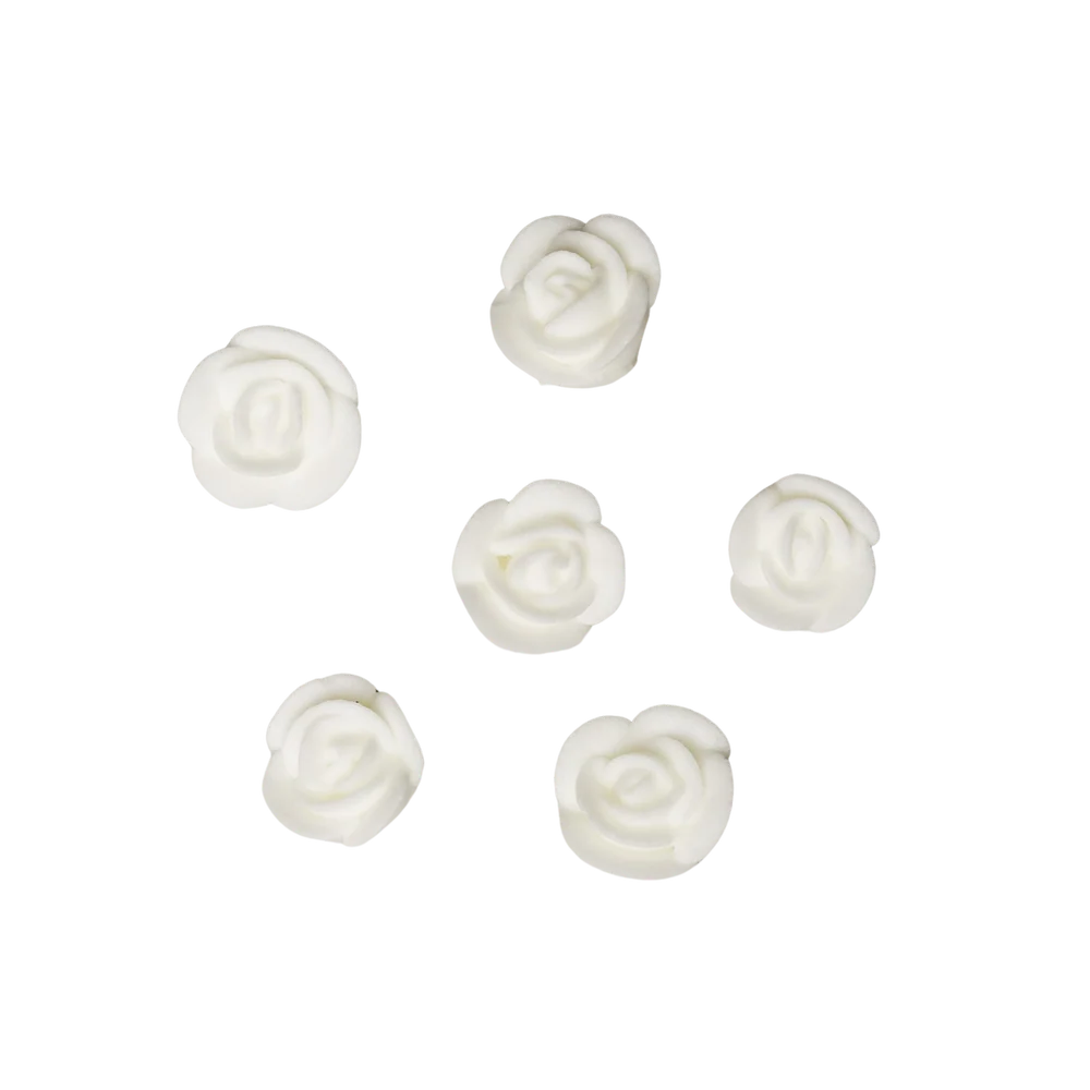 Edible Decorations Icing Rose Mini White 1/2in 40-Count