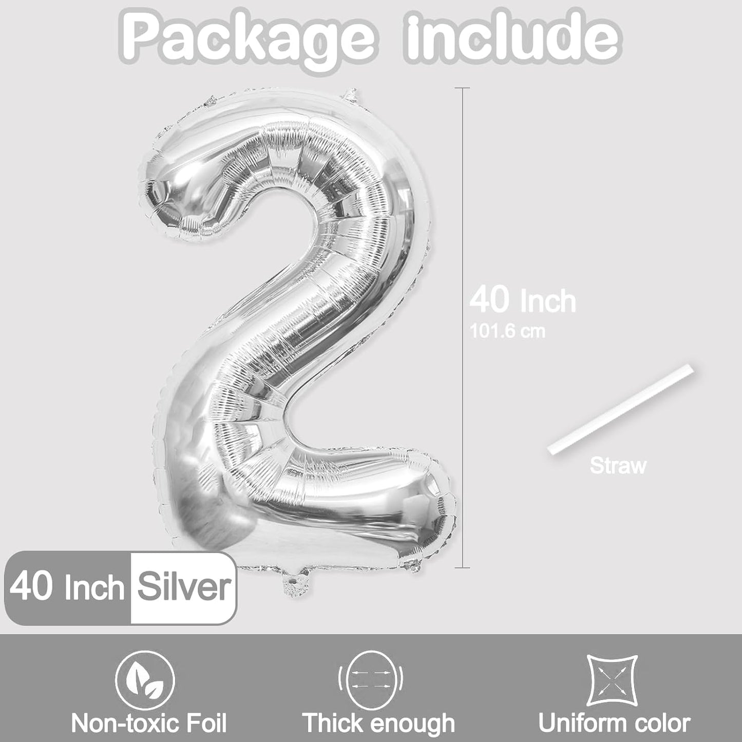 5in Silver Balloon Topper #2