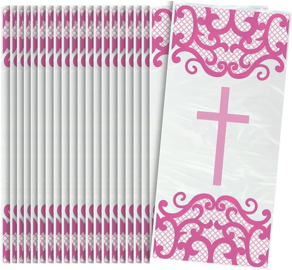 Fancy Cross Treat Bags Pink 20ct