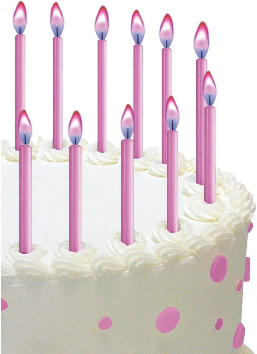 Color Flame Pink Candles 12ct