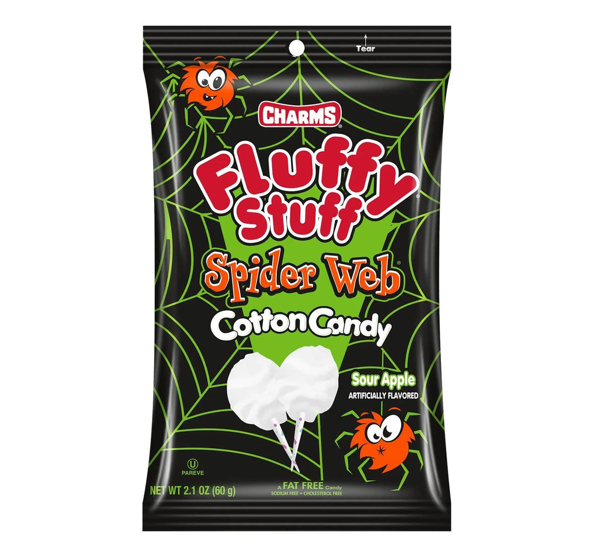 Fluffy Stuff Spider Web Cotton Candy Sour Apple 2.1 Oz