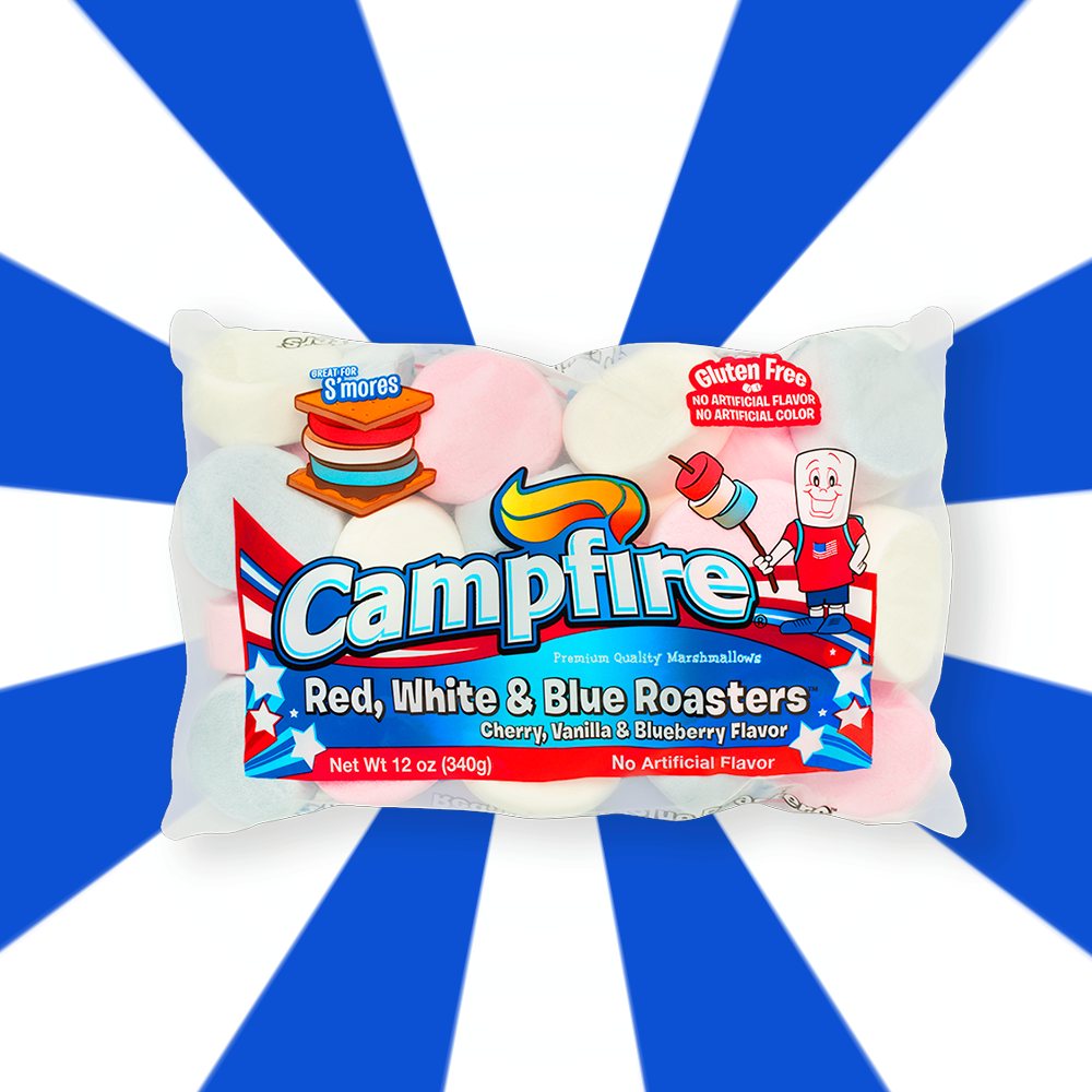 Campfire XL Marshmallows Red White Blue Roasters 12 oz