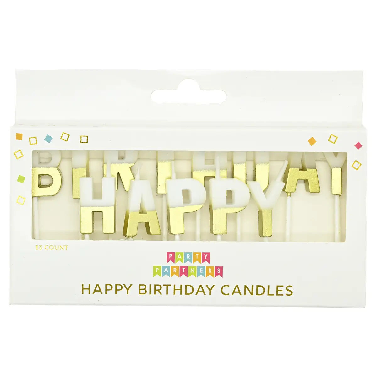 Happy Birthday Gold And White Candle Set