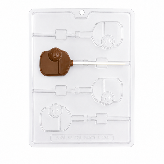 Pickleball Chocolate Lollipop Mold | 4 Cavity Sports Candy Mold for Chocolate, Candy Melts & Party Favors
