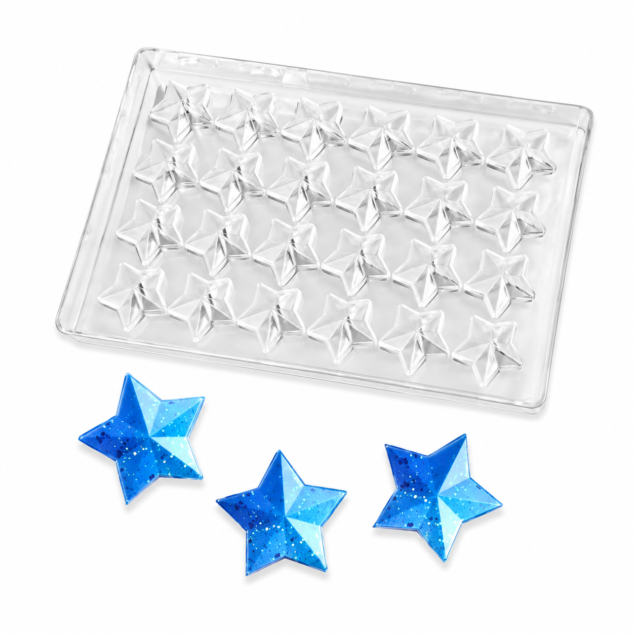 Professional Geometric Star Chocolate Mold – POM Plastic Candy Mold Tray 28 Cavities