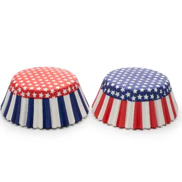 Patriotic Stripe & Stars Cupcake Liners 50 Count