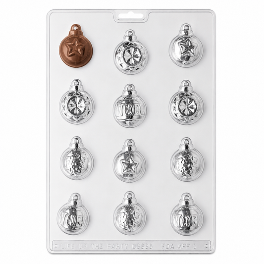 Christmas Ornament Chocolate Mold 12 Cavity Assorted Ornaments
