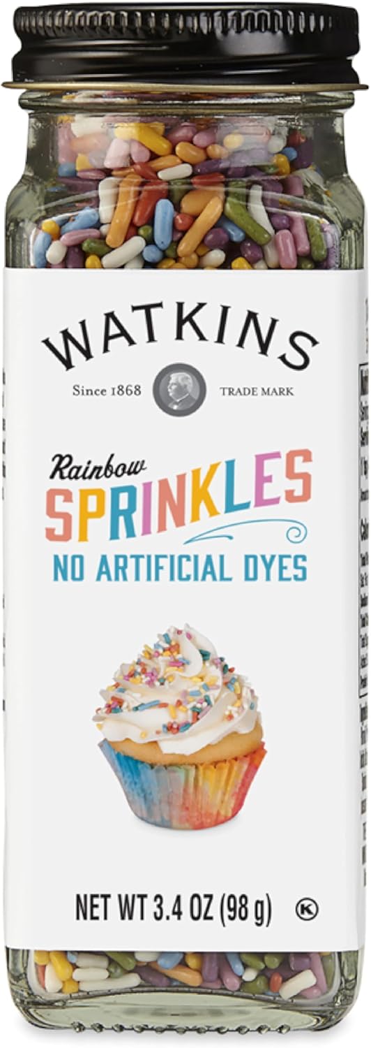 Watkins Rainbow Sprinkles Dye Free 3.4oz