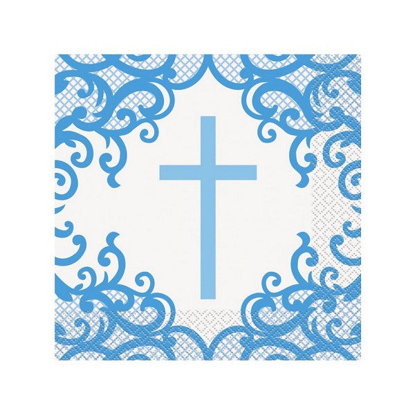 Fancy Blue Cross Napkins 16ct