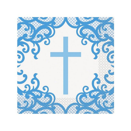 Fancy Blue Cross Napkins 16ct