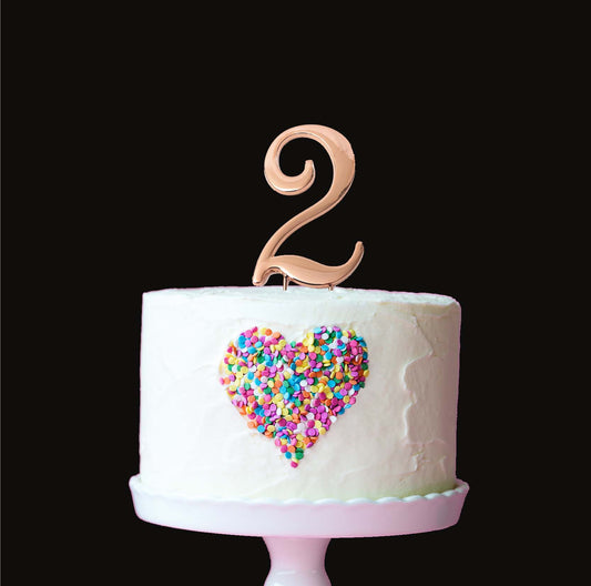 Birthday Cake Topper Number 2 Rose Gold 2.75in