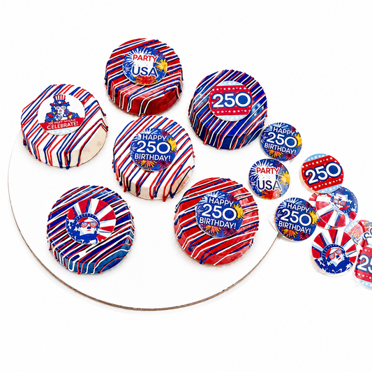 Patriotic Edible Cupcake & Oreo Disks | Party in the USA Made Simply™ Sugar Decorations 6 Count
