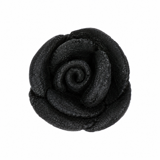 Mini Black Royal Icing Roses 1/2 Inch 40 Count