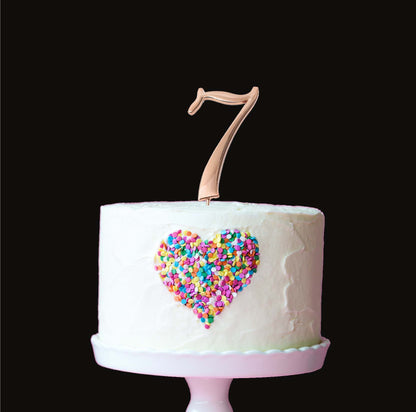 Birthday Cake Topper Number 7 Rose Gold 2.75in