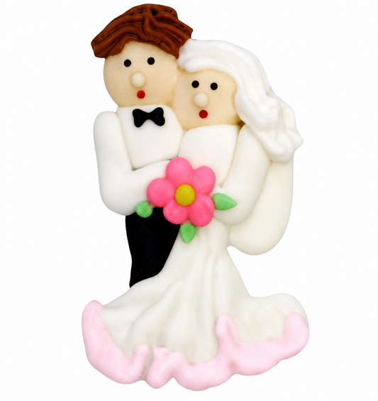 Mini Bride & Groom Royal Icing Decorations 1 Inch 6 Count