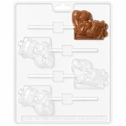 Teddy Bear With Gift Lollipop Mold 4 Cavity