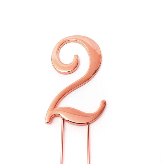 Birthday Cake Topper Number 2 Rose Gold 2.75in