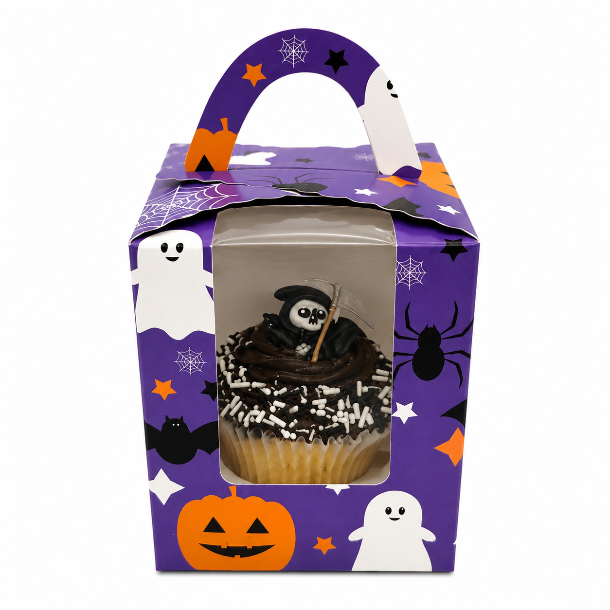 Halloween Single Cupcake Box with Handle & Window – 5 Pack