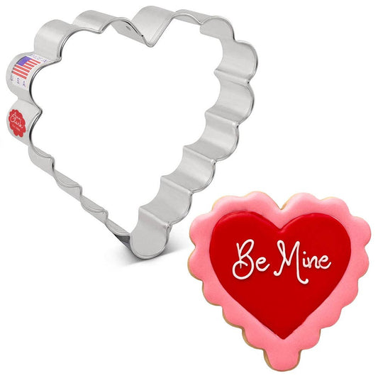 Scalloped Heart Cookie Cutter, 4". (Bag of 1 Dozen)