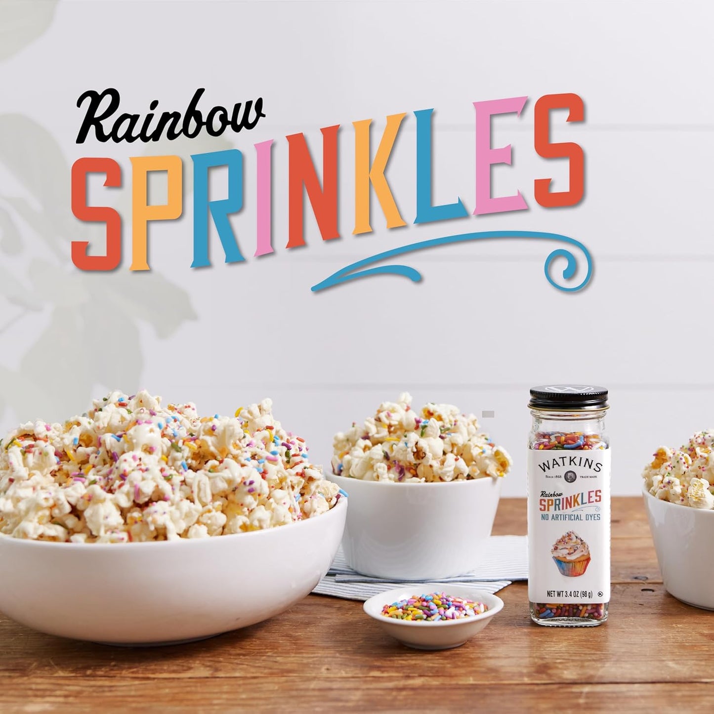 Watkins Rainbow Sprinkles Dye Free 3.4oz