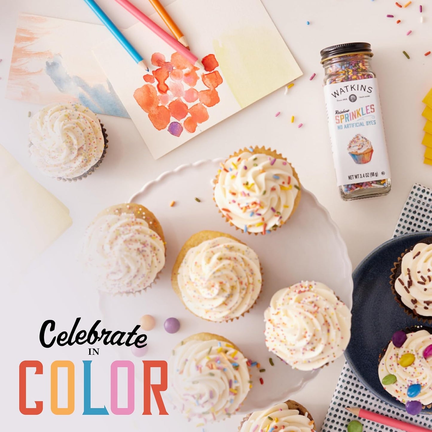 Watkins Rainbow Sprinkles Dye Free 3.4oz