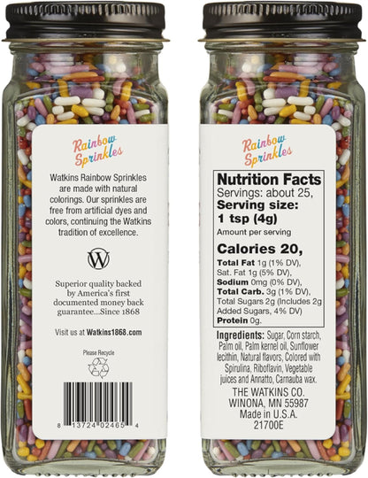 Watkins Rainbow Sprinkles Dye Free 3.4oz