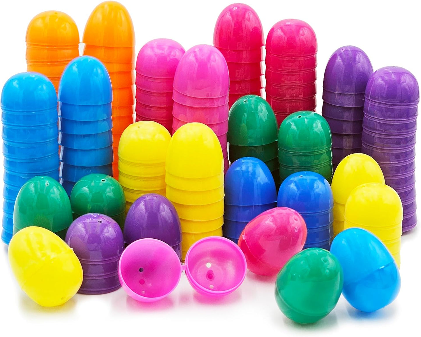 Plastic Fillable Easter Eggs 100 Count – Party Favor, Prize & Treasure Hunt Eggs