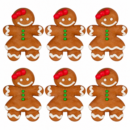 Gingerbread Girl Edible Sugar Decorations – Christmas Cookie & Cupcake Toppers – 6 Count