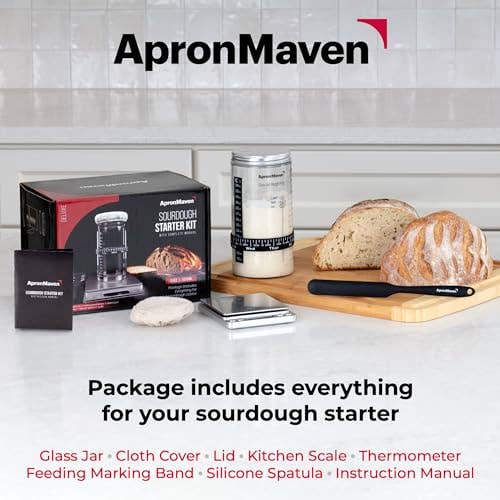 Artisan Sourdough Starter Kit – 34 oz Glass Jar with Scale & Tools