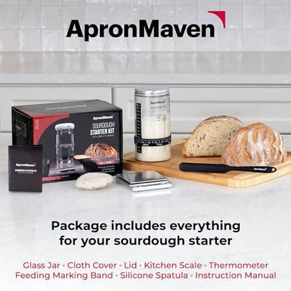 Artisan Sourdough Starter Kit – 34 oz Glass Jar with Scale & Tools