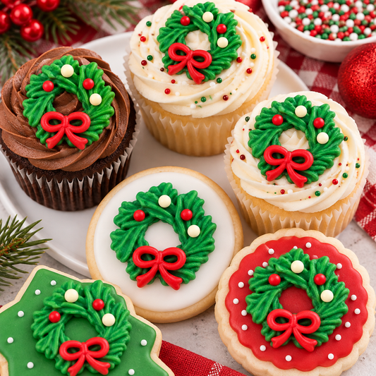 Christmas Wreath Royal Icing Decorations – 6 Count